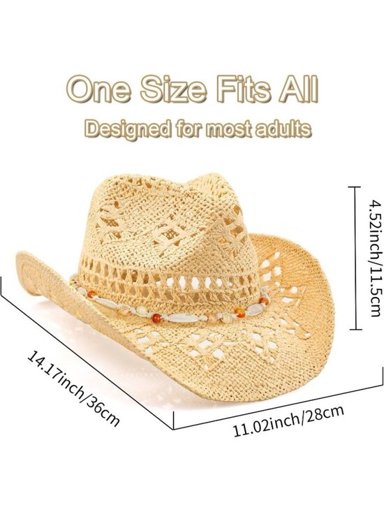 Women\'s Beige Orange Cowgirl Comfortable Classical Wide with Shapeable Brim main image 4